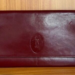 Elegant Cartier Burgundy Leather Clutch/crossbody